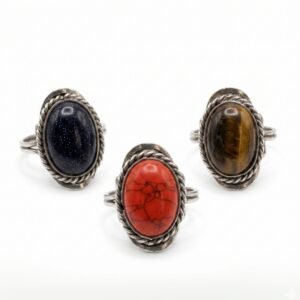 Anillo de Alpaca y Cuarzo Oval Regulable