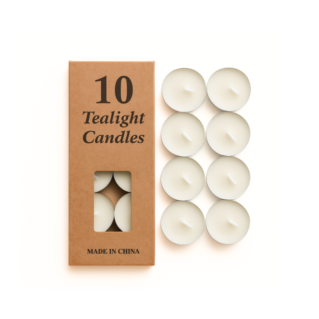 VELAS DE NOCHE COLOR CON PORTA VELA X 10