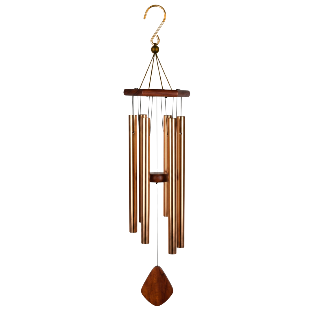 Llamador de ángeles de bambú natural de 6 caños con badajos colgantes, diseño artesanal de 90 cm de largo para decoración zen y Feng Shui.