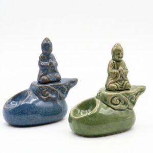 Portasahumerio de Cerámica Monje Meditando 11.5 cm x 12 cm