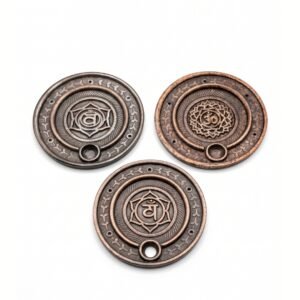 Portasahumerio Plato Metálico Chakras y Símbolo Sagrado 9.5 cm