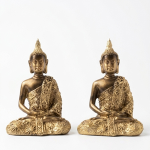 Estatua Buda Tailandés en Meditación Dhyana Mudra de Resina Dorado Envejecido 8.5 cm