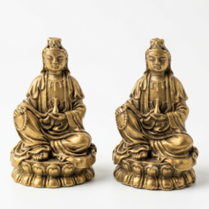 Estatua Diosa Kwan Yin de la Compasión en Resina Bronce Envejecido 8.5 cm