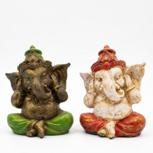 Estatua Ganesha Sabio No Escuchar el Mal de Resina Patinada 8.5 cm